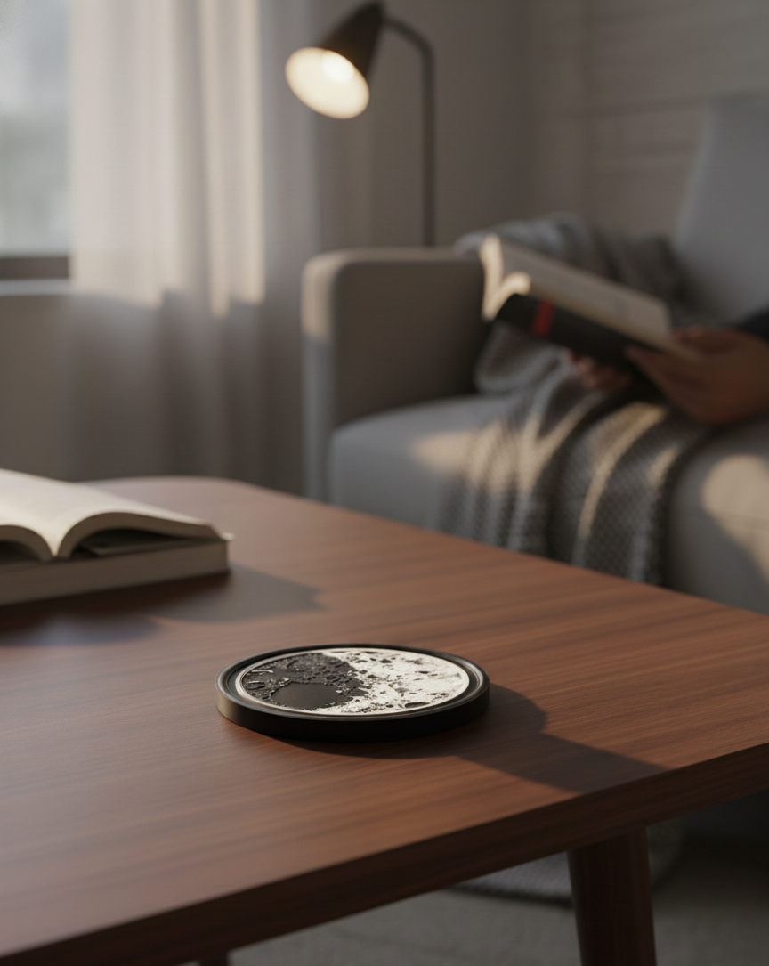 Custom Moon Phase Date Coasters (4 set) – Personalized Lunar Gift for Couples